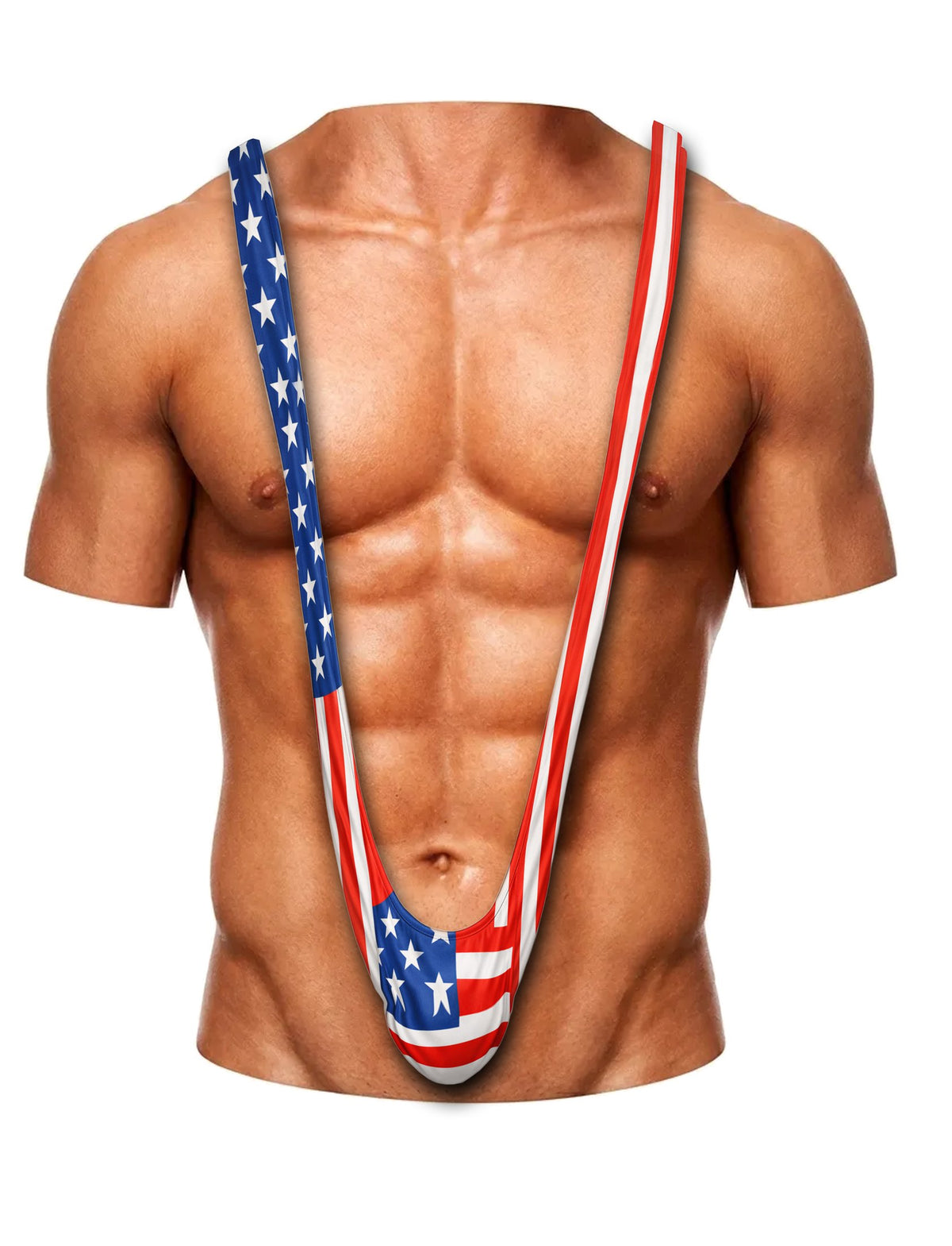 Close up front view 4 of funny patriotic hawaiian shirt