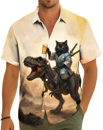 Lifestyle view of a person wearing the matching family hawaiian shirt