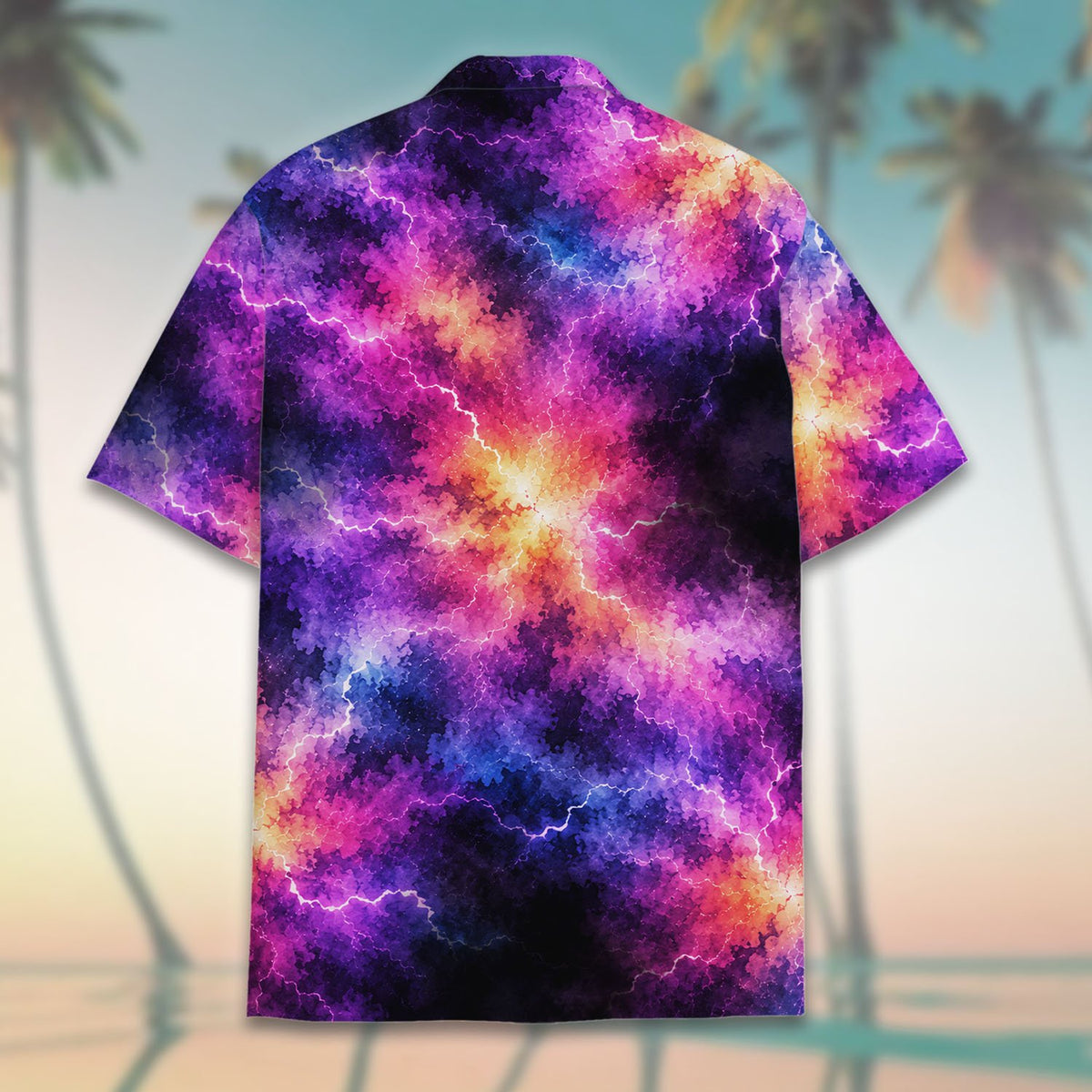 Detailed back view displaying the abstract nebula energy bursts