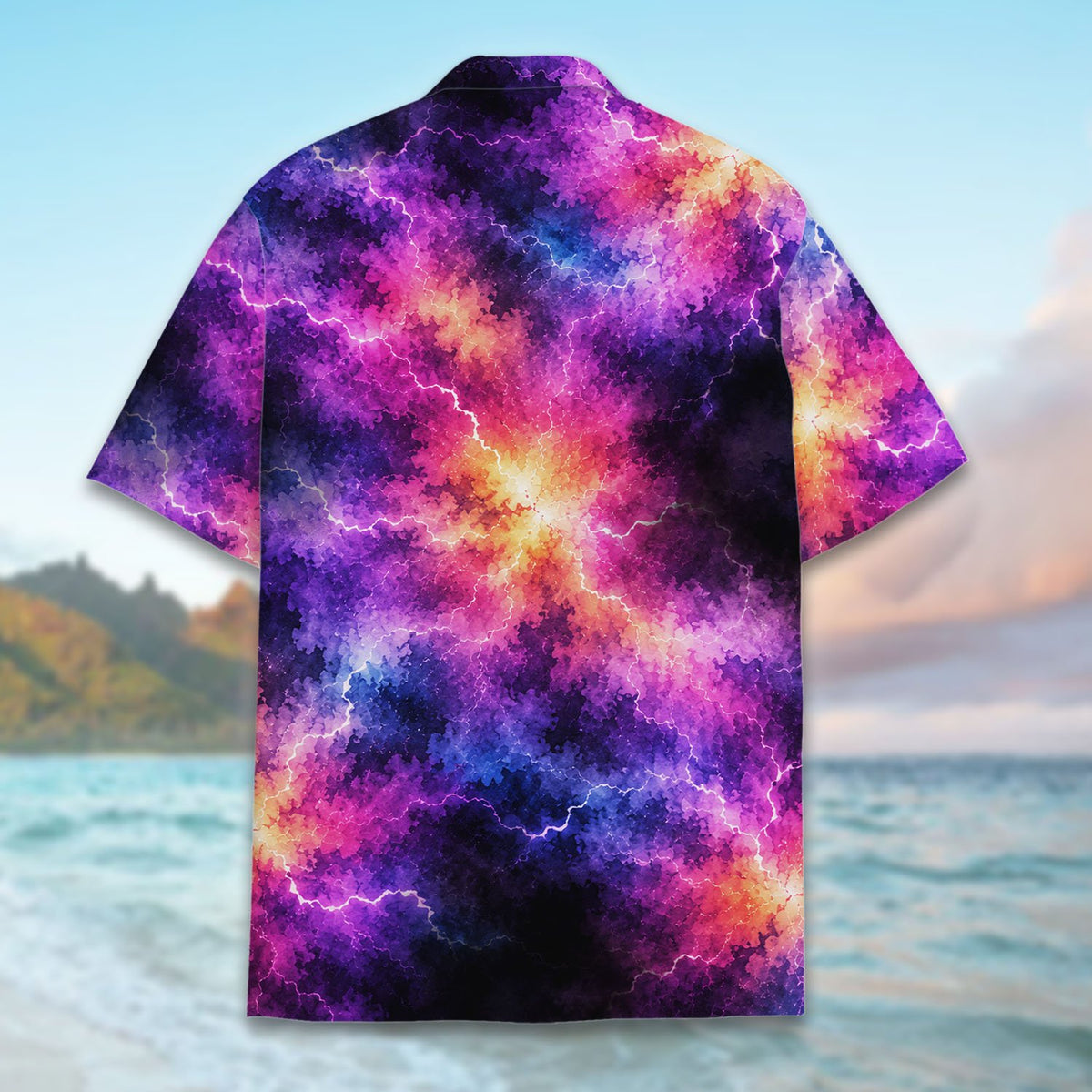 Final back view of the matching family cosmic hawaiian shirt