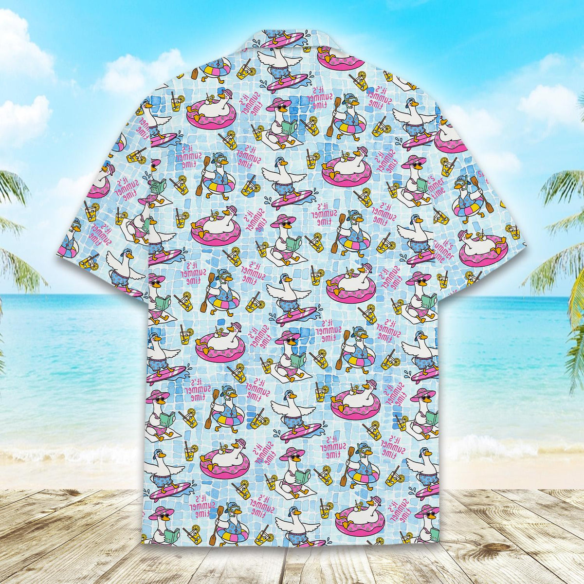 Back view of the geese summer hawaiian shirt