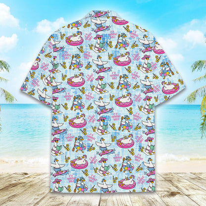Back view of the geese summer hawaiian shirt