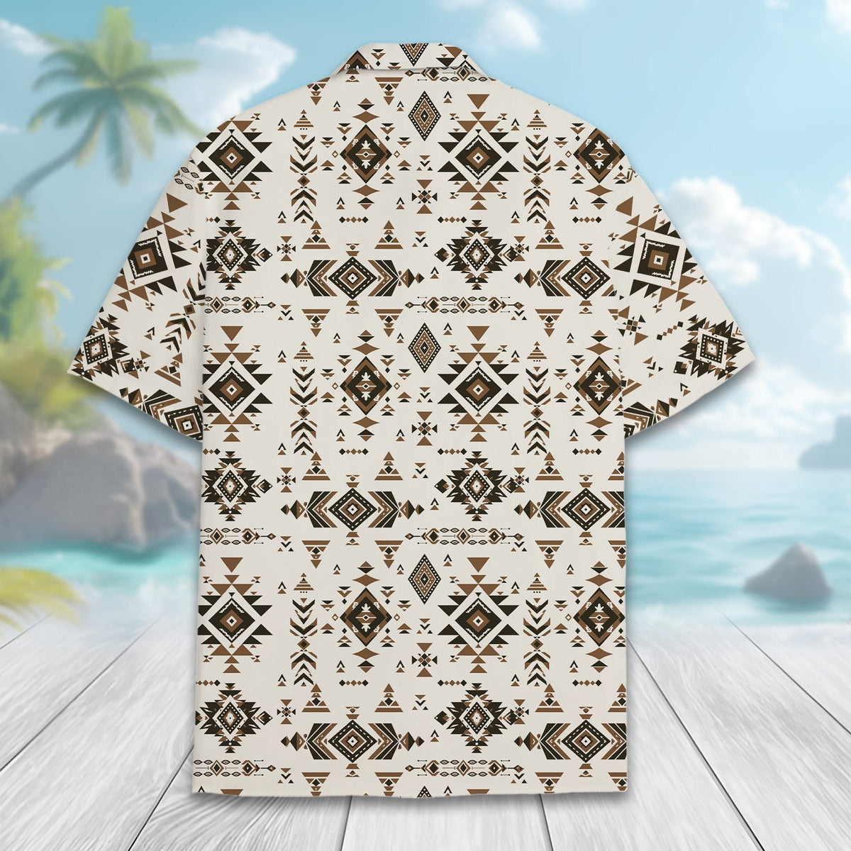 Detailed back view of the hawaiian shirt