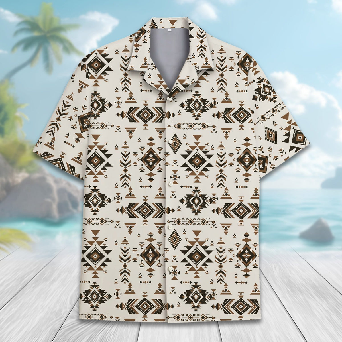 Another front angle of matching family hawaiian shirts