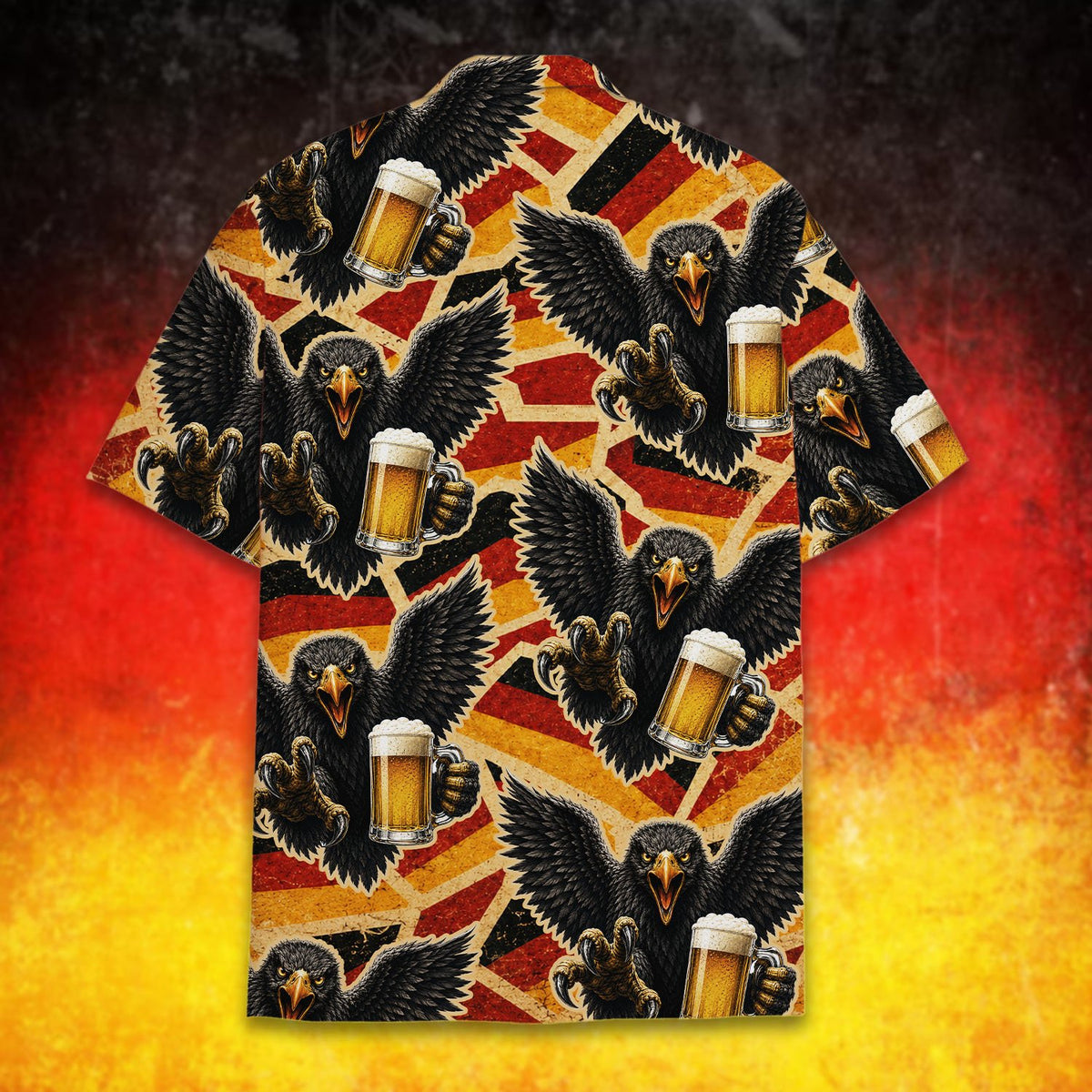 Back angle view of the Germany eagle beer hawaiian shirt