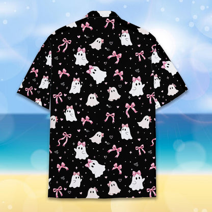 Back view of the black ghosts hawaiian shirt