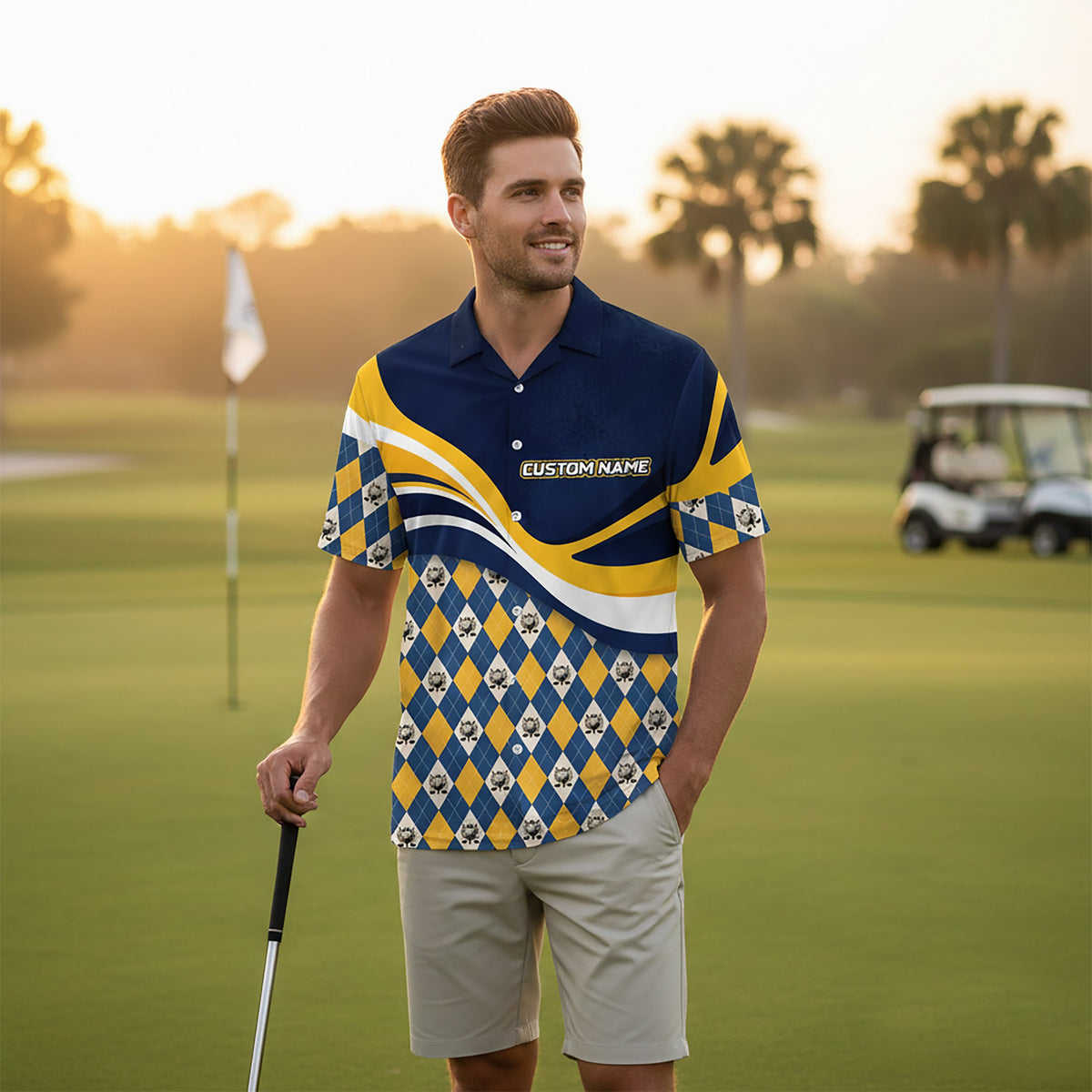 Casual lifestyle image showcasing the matching family hawaiian shirt design