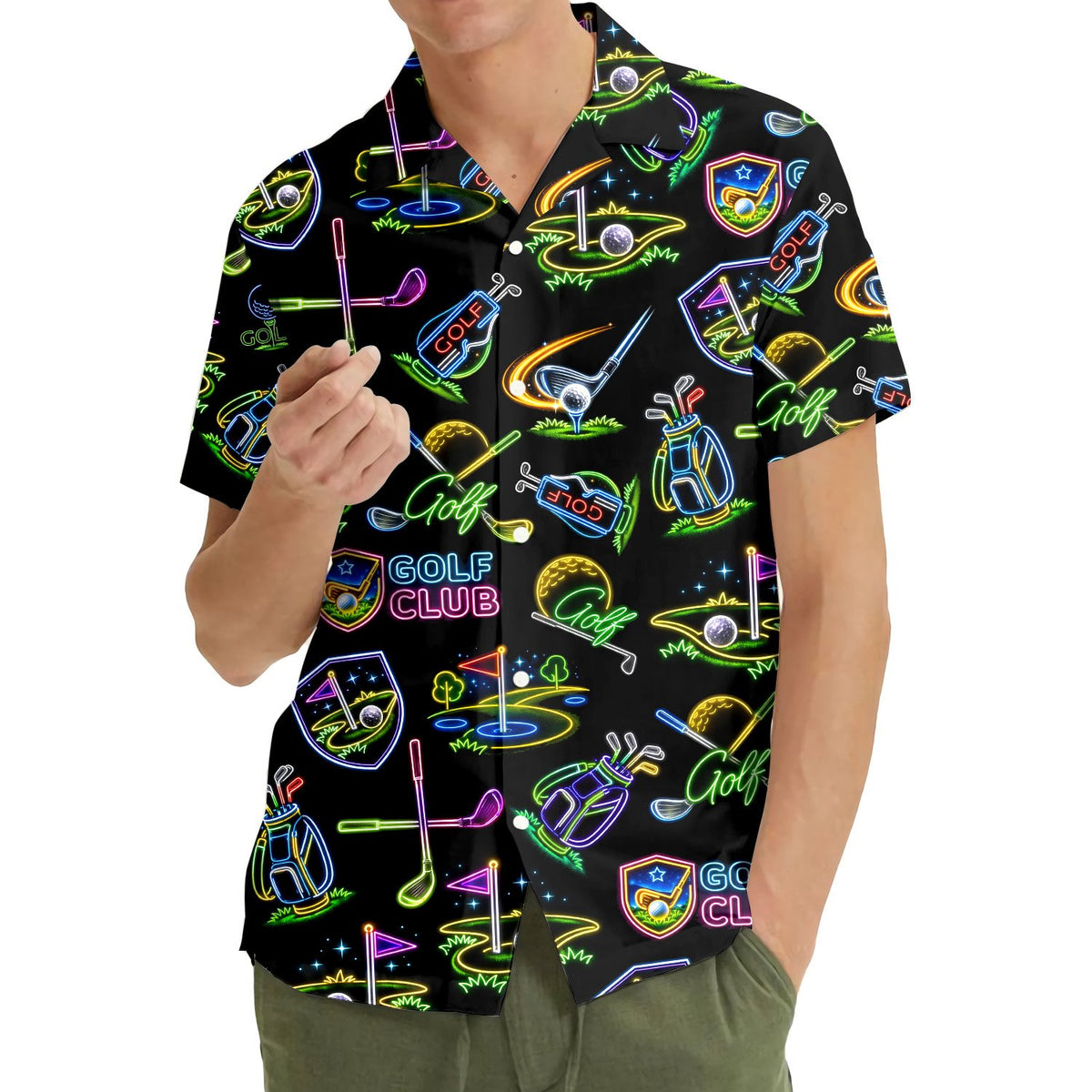 Third lifestyle image of the matching family hawaiian shirt in a casual setting