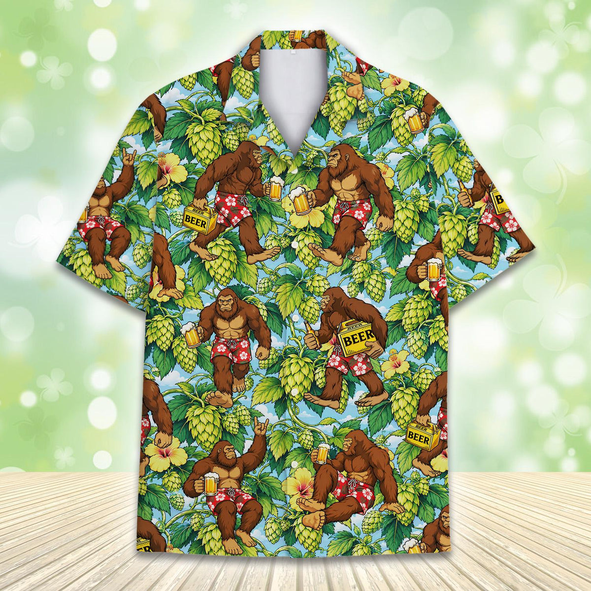 Back view of the matching family hawaiian shirt