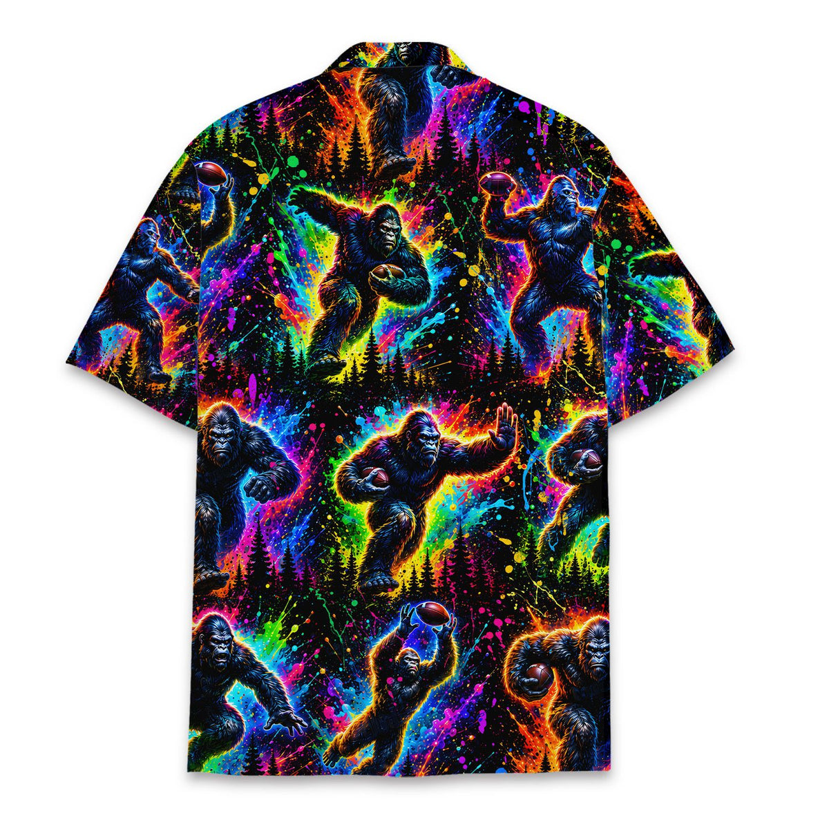 Back flat lay showing the matching family hawaiian shirts design