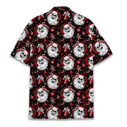 Back view of the matching family hawaiian shirt showcasing the red and white accents