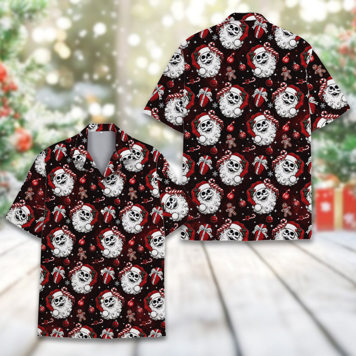 Another front view of the gothic christmas hawaiian shirt