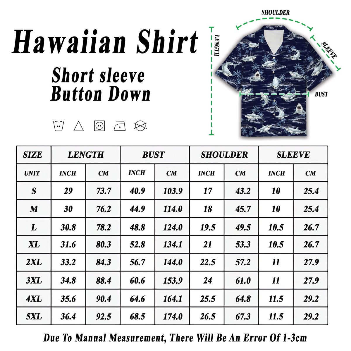 Lifestyle view of the great white shark hawaiian shirt
