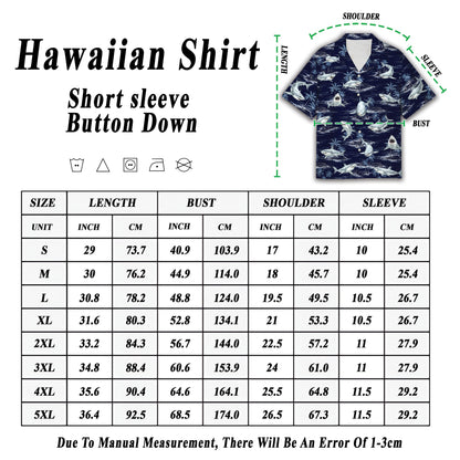 Lifestyle view of the great white shark hawaiian shirt