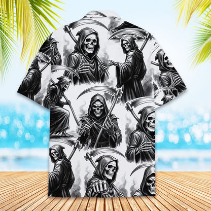 Alternative back view of the grim reaper hawaiian shirt
