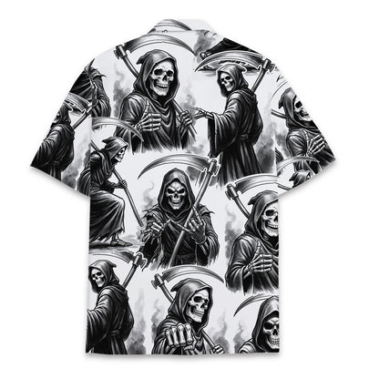 Back view of the grim reaper matching family hawaiian shirt