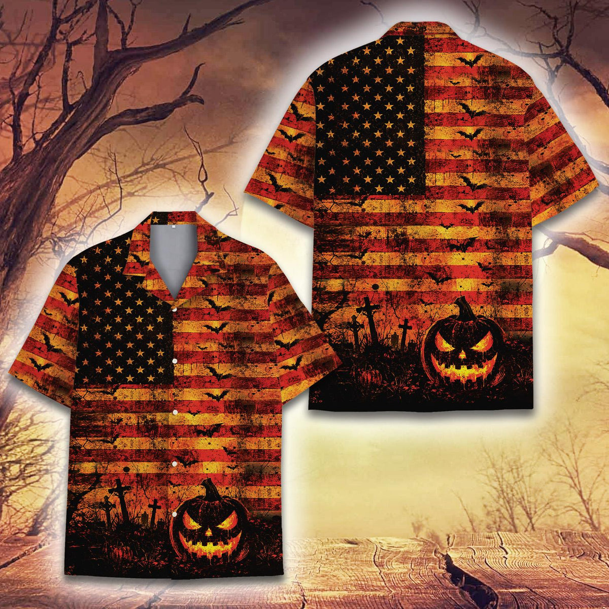 Additional front view of the matching family Hawaiian shirt