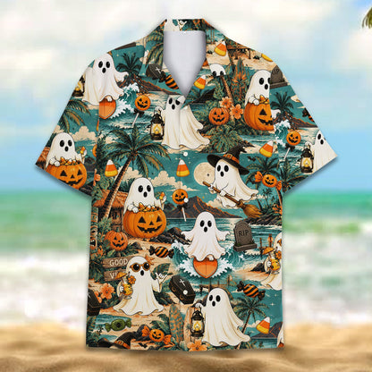 Another front view of the matching family hawaiian shirt