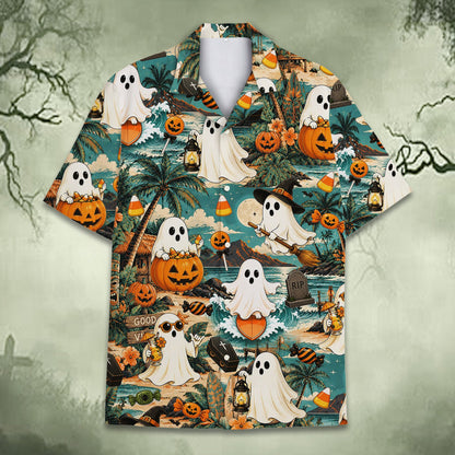 Detailed front view of the holiday hawaiian shirt
