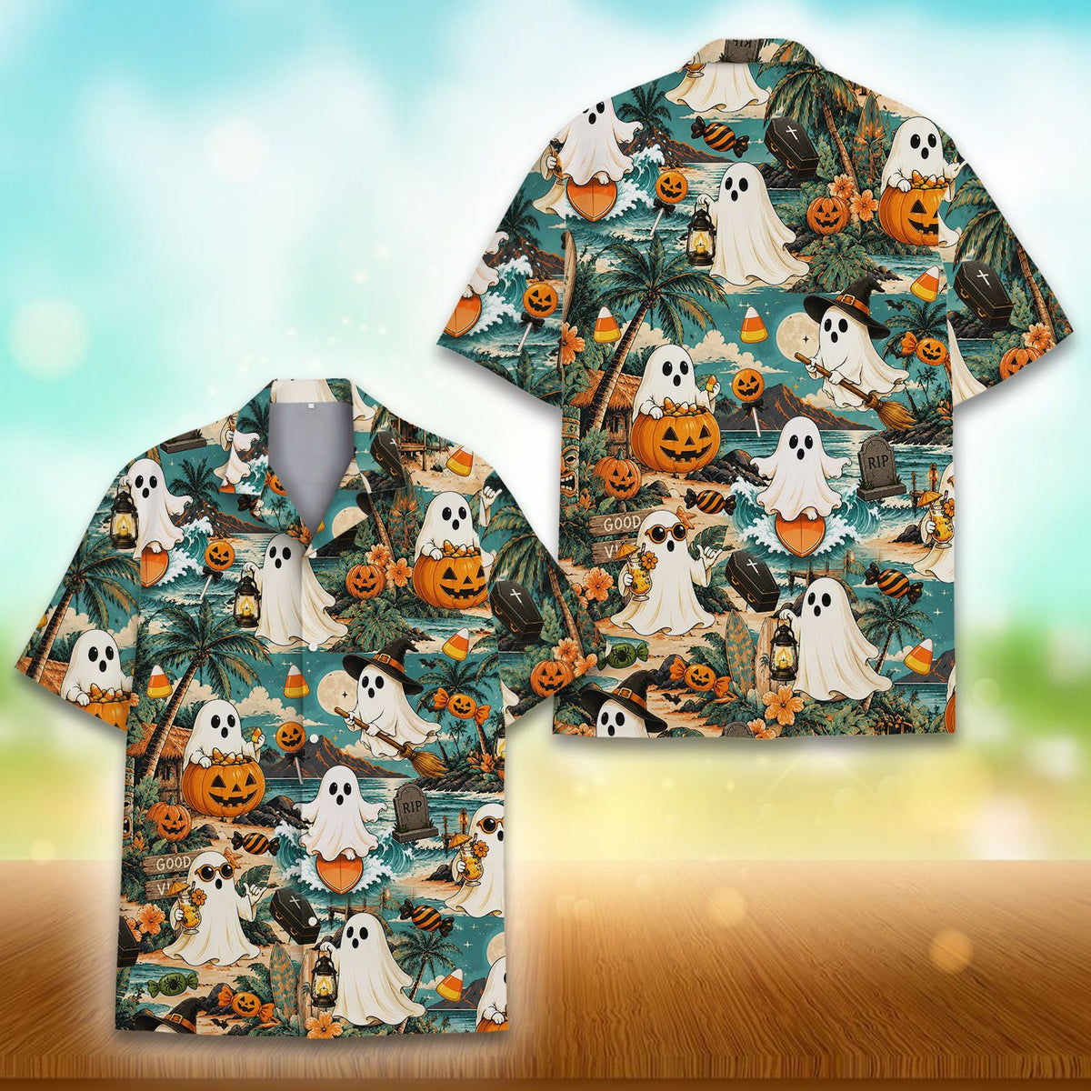 Alternative view of the family matching hawaiian shirts