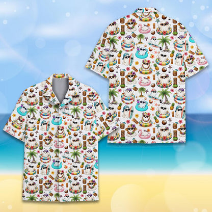 Another front view of the halloween beach hawaiian shirt for families