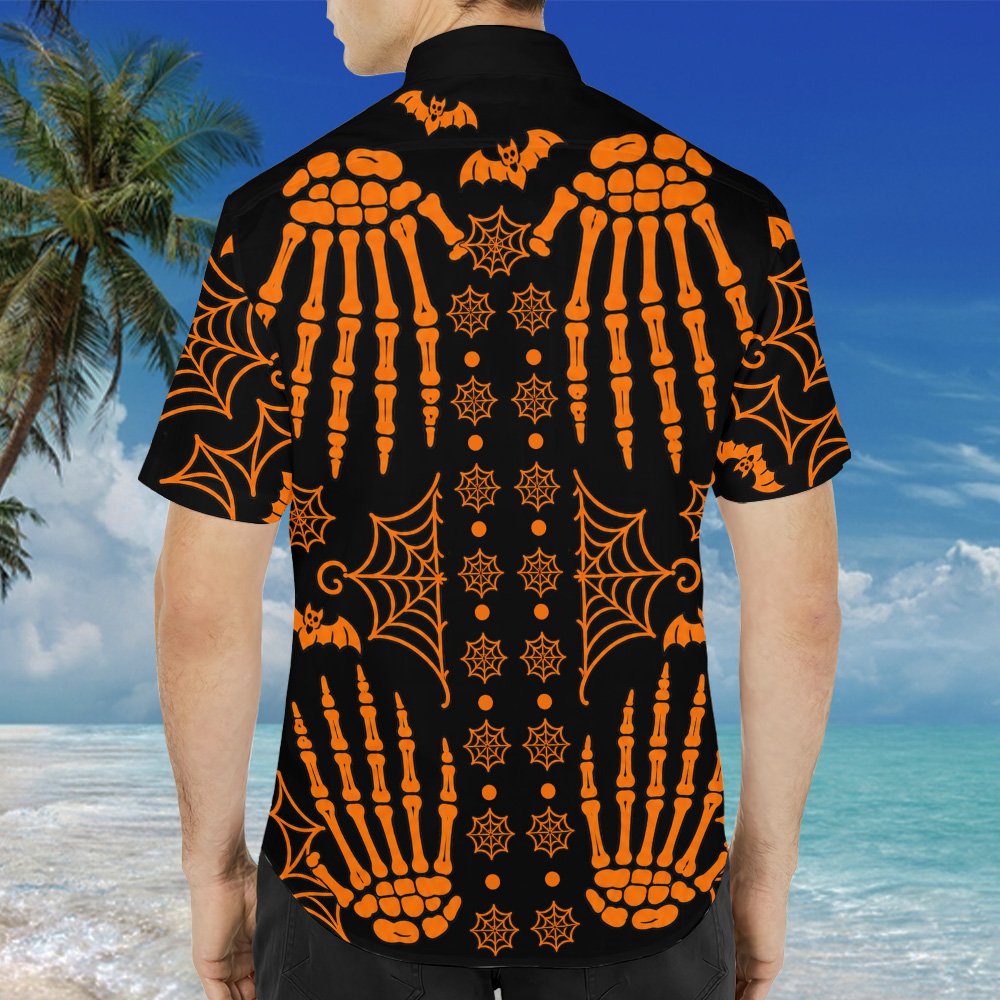 Alternative back view showing the spider web and skeleton hand patterns
