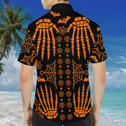 Alternative back view showing the spider web and skeleton hand patterns