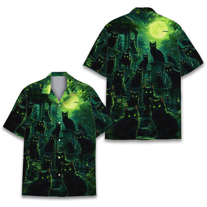 Another front view of the Halloween themed Hawaiian shirt