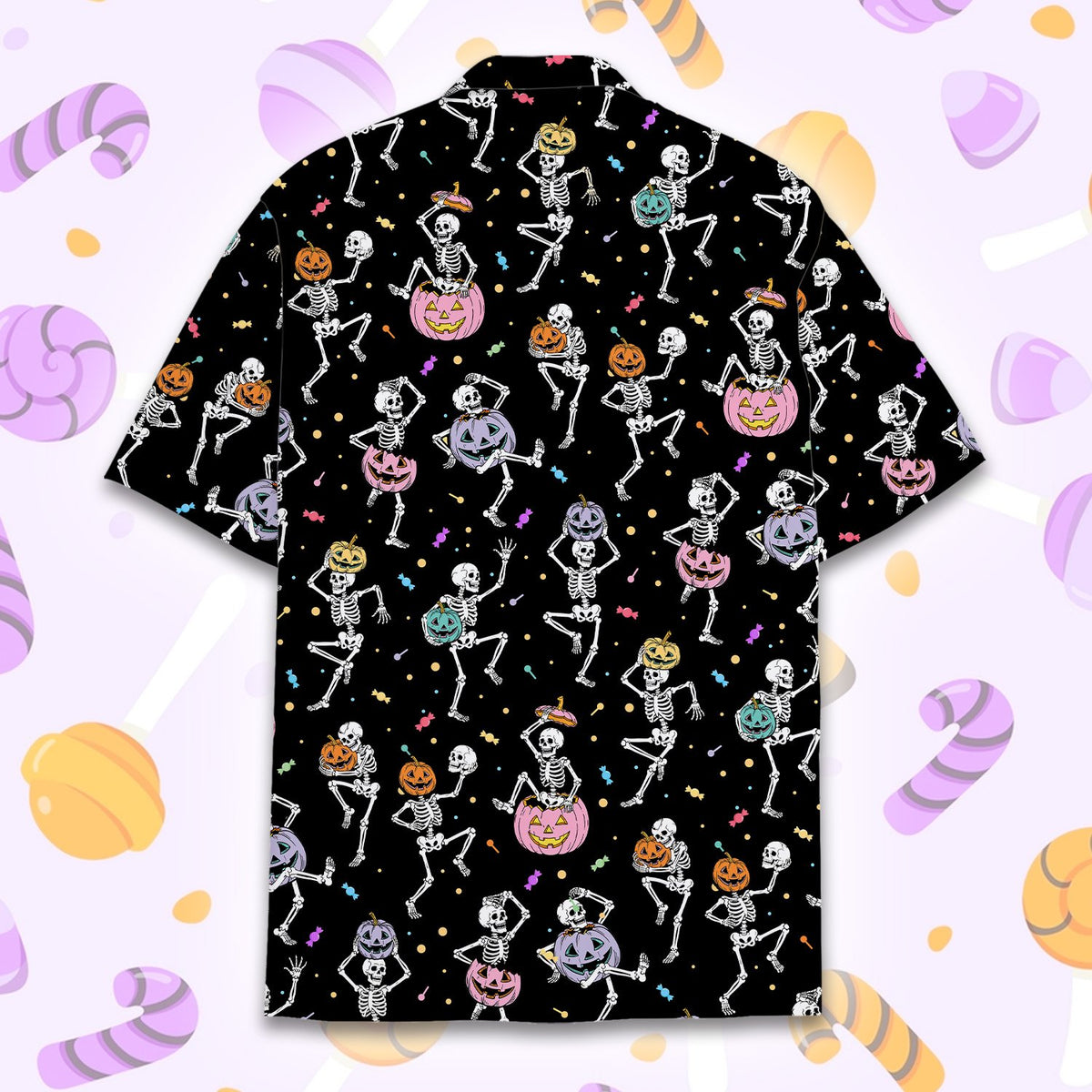 Halloween hawaiian shirt front close up