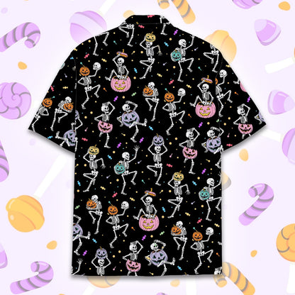 Halloween hawaiian shirt front close up