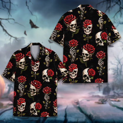 Third lifestyle view of the family matching halloween hawaiian shirt