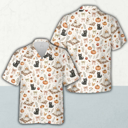 Boho halloween hawaiian shirt multicolor design, front view