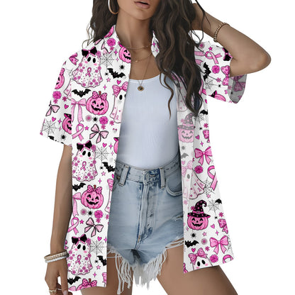 Lifestyle image of someone wearing the matching family Hawaiian shirt outdoors