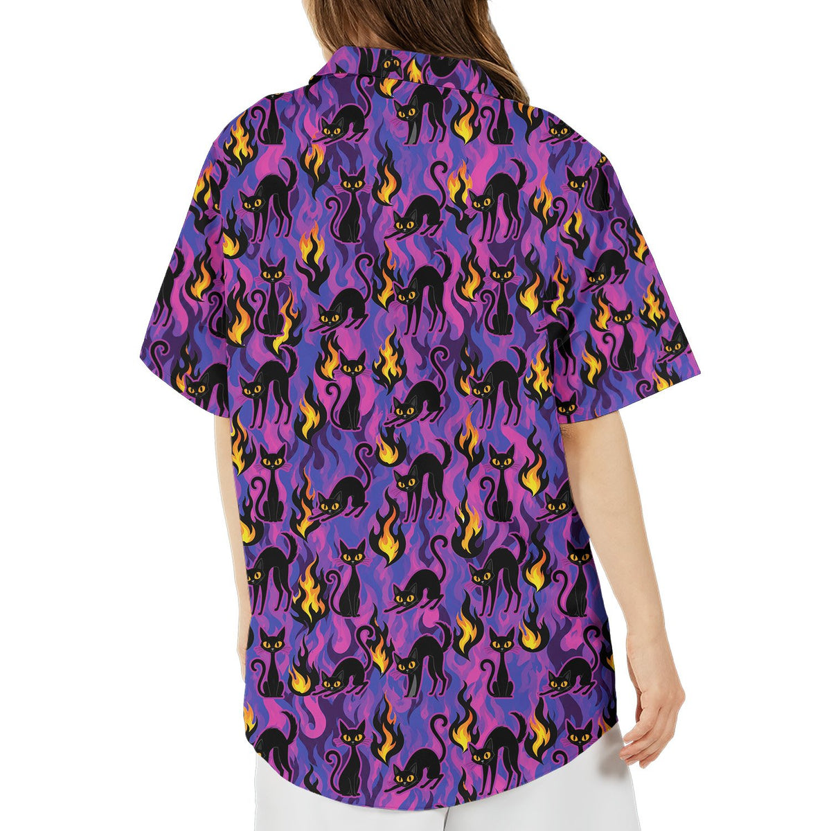 Group in family matching hawaiian shirts for halloween, lifestyle view