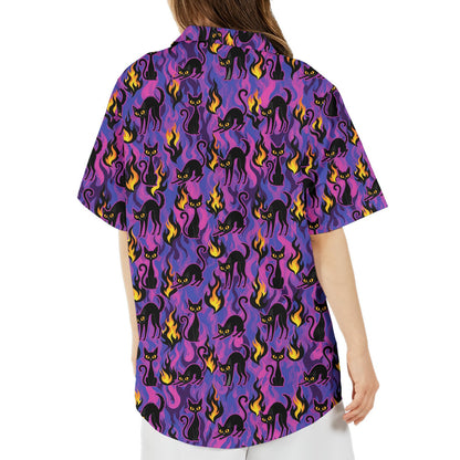 Group in family matching hawaiian shirts for halloween, lifestyle view
