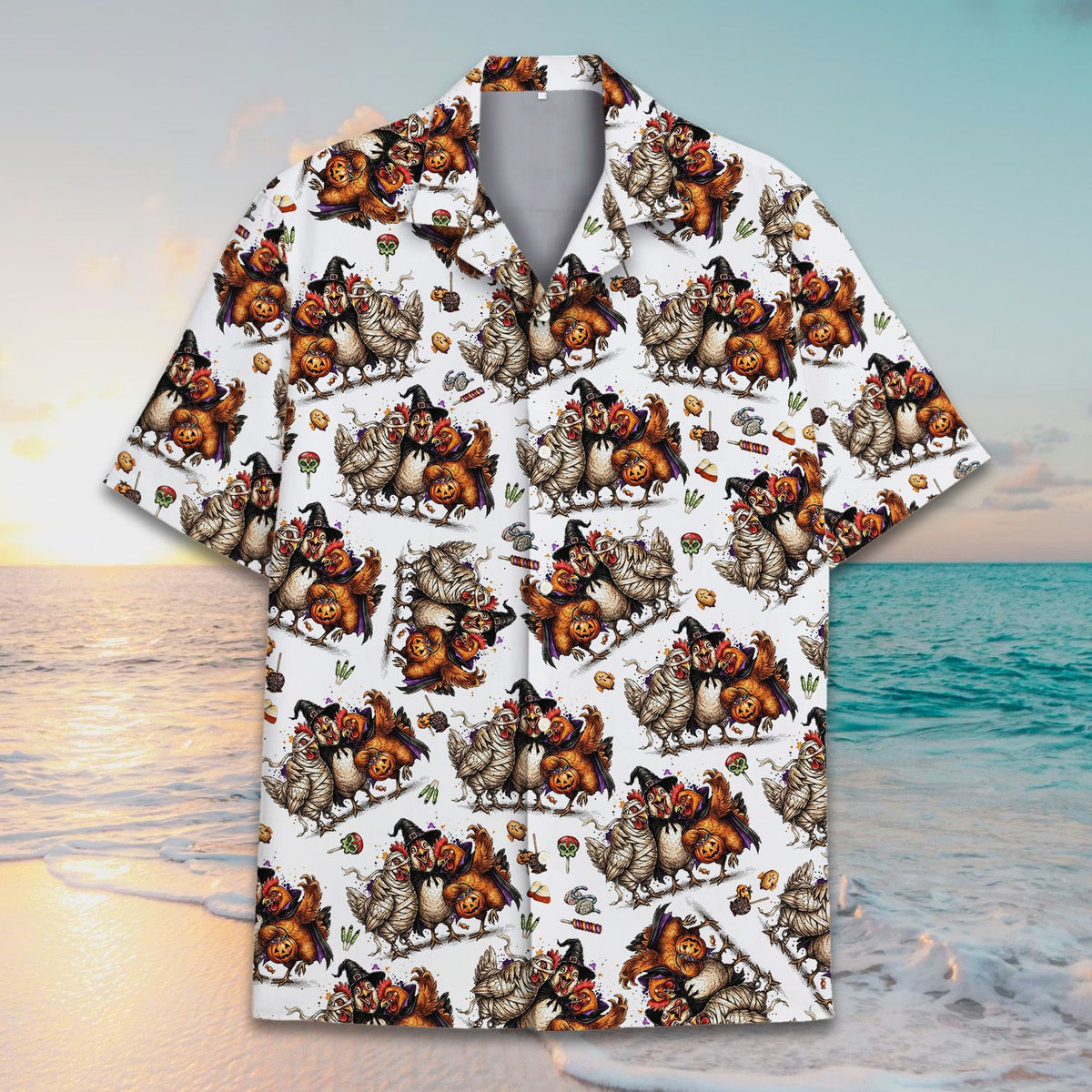 Additional front view showing the all-over Halloween print
