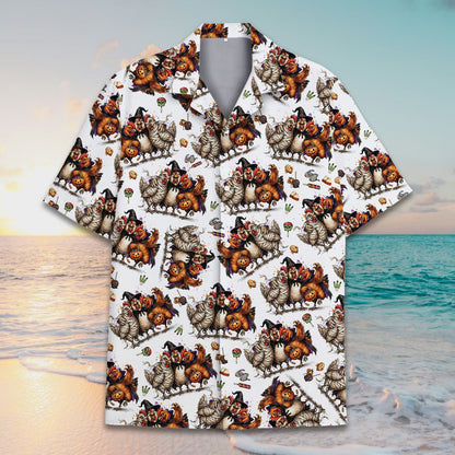 Additional front view showing the all-over Halloween print