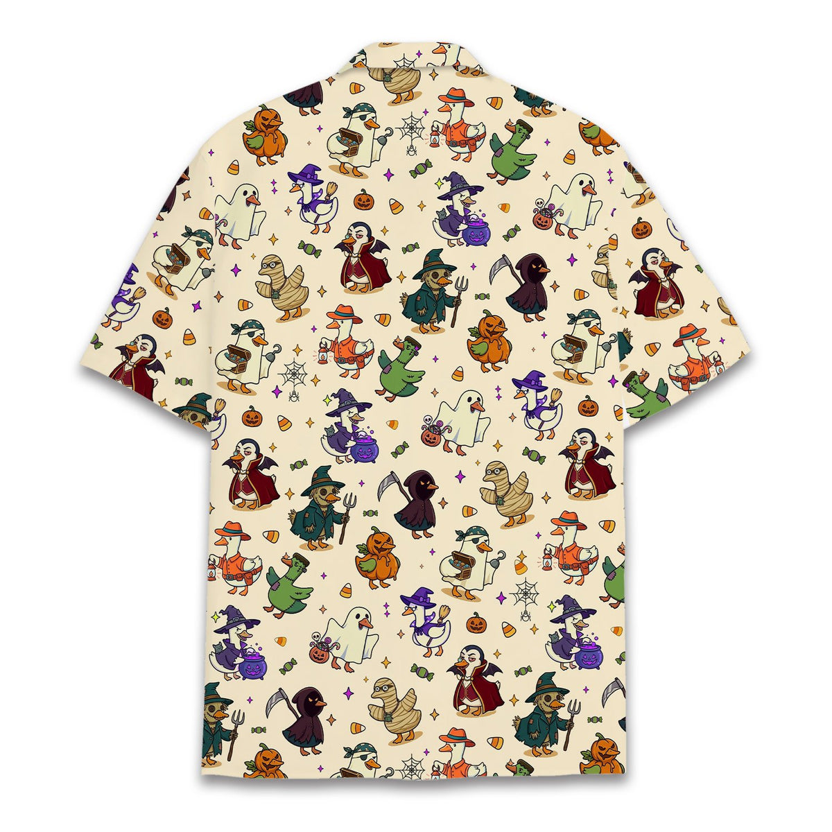 Third back view of the festive holiday Hawaiian shirt