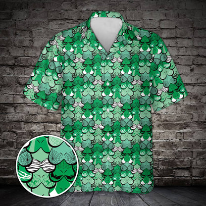 Green matching family hawaiian shirts halloween design front view