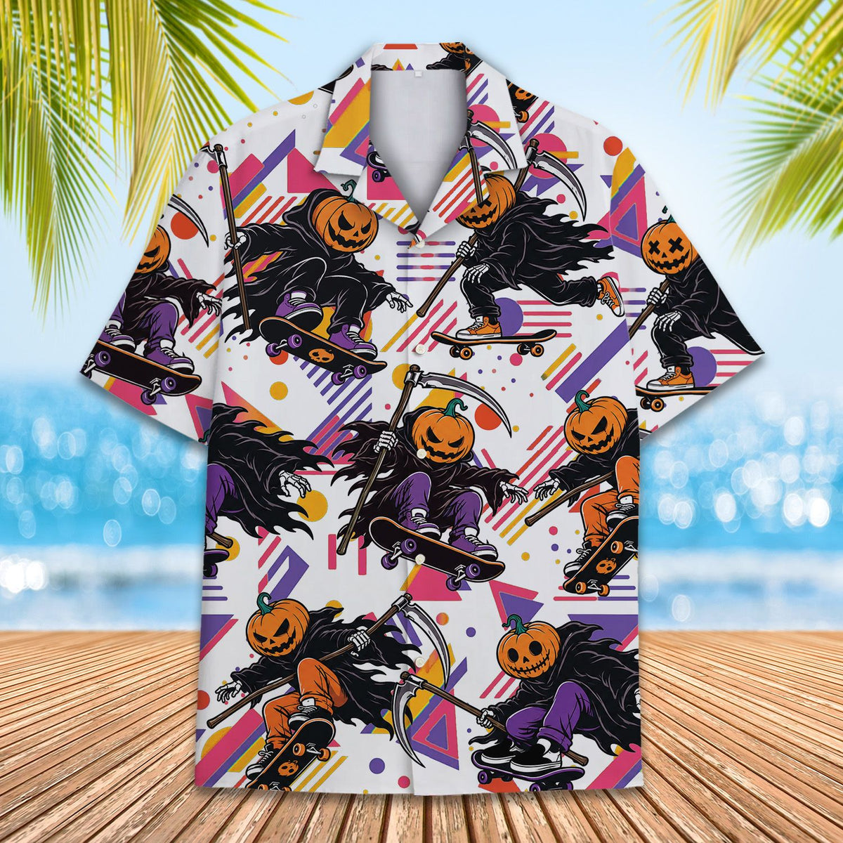 Third lifestyle view highlighting the vibrant orange and purple colors