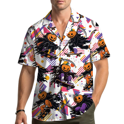 Fourth lifestyle perspective of the Halloween hawaiian shirt