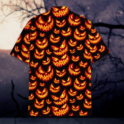 Back view of the matching family halloween hawaiian shirt