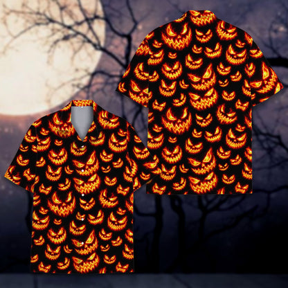 Halloween hawaiian shirt for family matching, front view