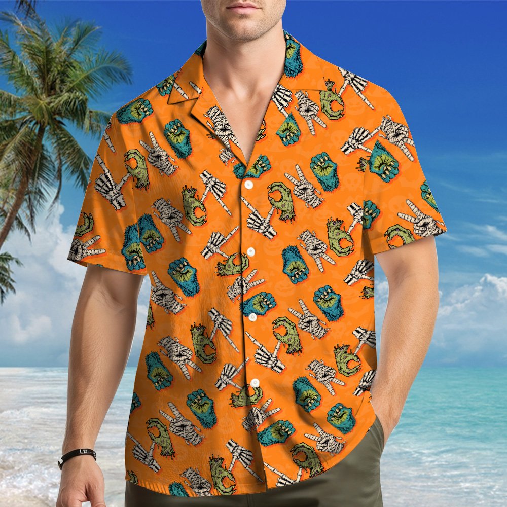 Second lifestyle view of the matching family Hawaiian shirt for adults