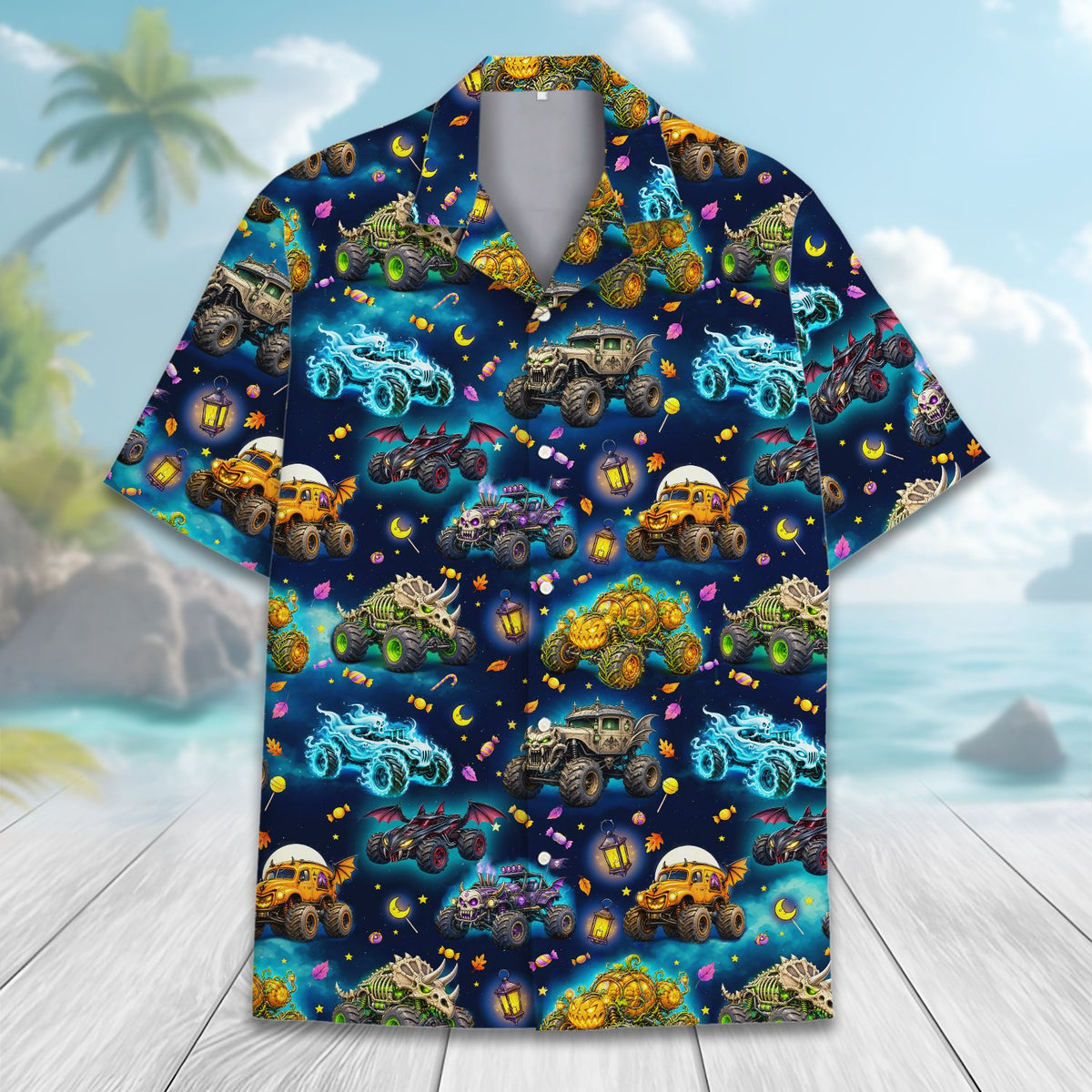 Sleeve and hem detail of the hawaiian shirt