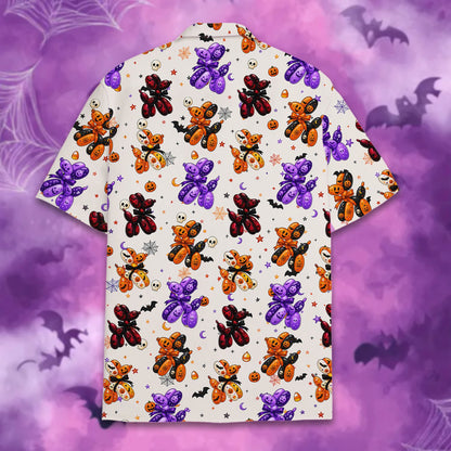 Halloween hawaiian shirt featuring balloon animals, back view alternate