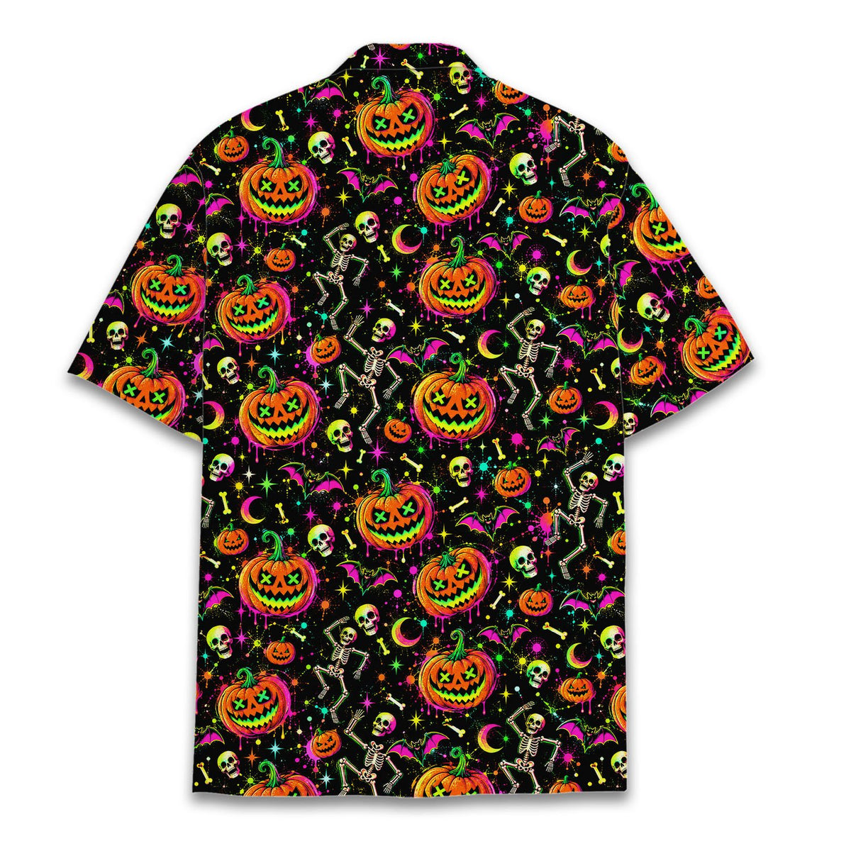 Alternate back view of the halloween hawaiian shirt for family matching
