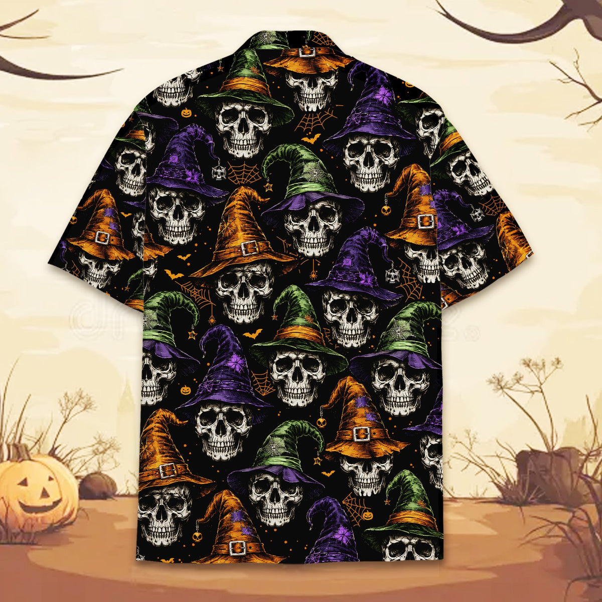 Second back view of the spooky hawaiian shirt