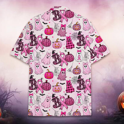 Pink Halloween matching family hawaiian shirt, back detail