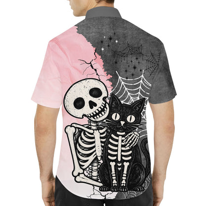Another back view showing the abstract jagged split design of the halloween shirt